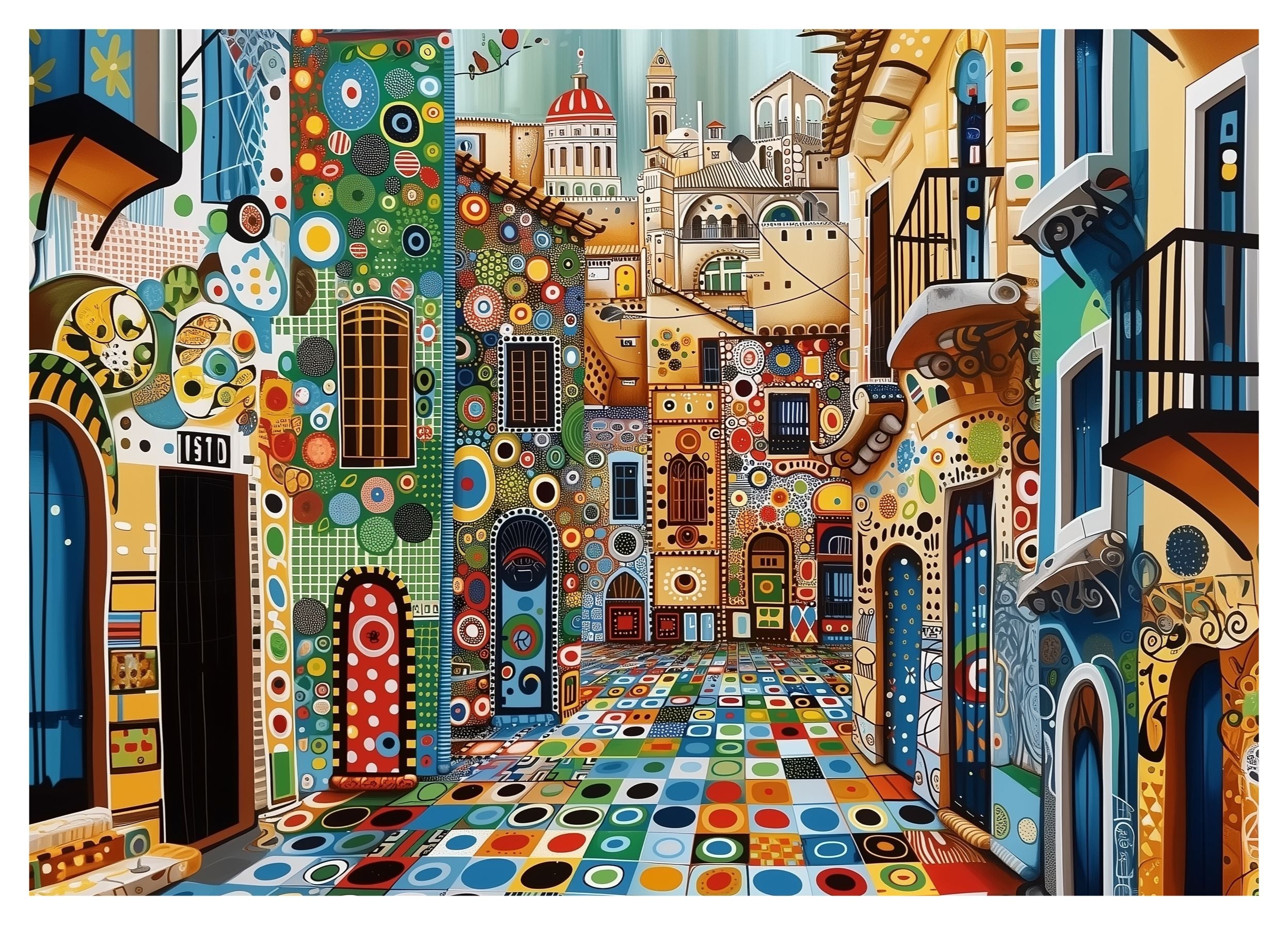 Travel Puzzles - A Walk in the Old Town - Portable Jigsaw Puzzle