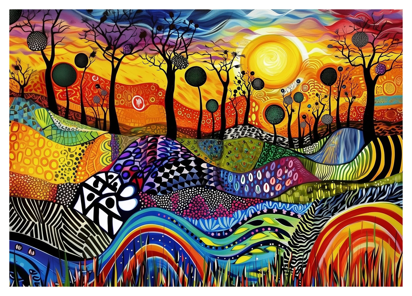 Travel Puzzles - Sunrise in the Savannah - Portable Jigsaw Puzzle 88 pieces